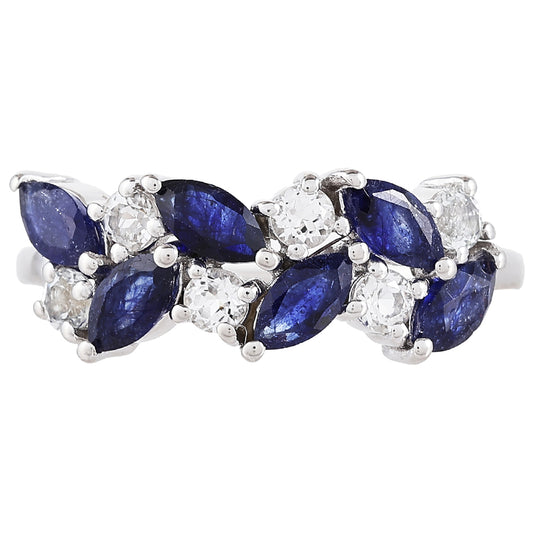 Silberring mit Thai Saphir und weißem Topas