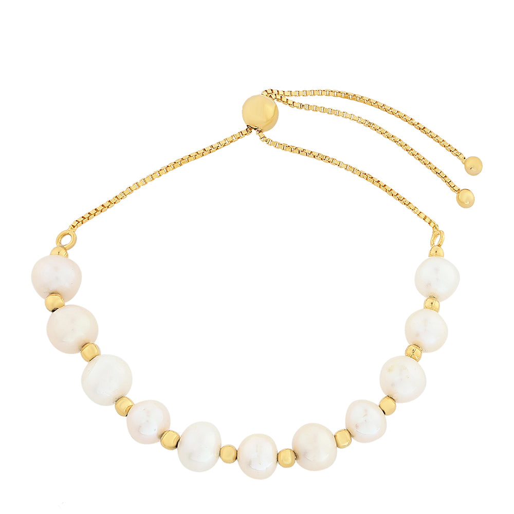 Goldplattiertes Silberarmband mit barocker Süßwasserzuchtperle