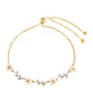 Goldplattiertes Silberarmband mit barocker Süßwasserzuchtperle und weißem Topas