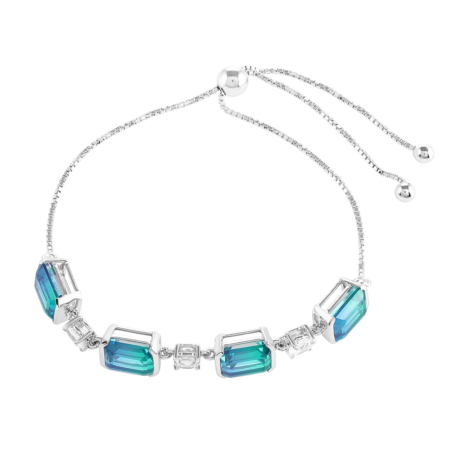 Silberarmband mit Pfauenquarz und weißem Topas