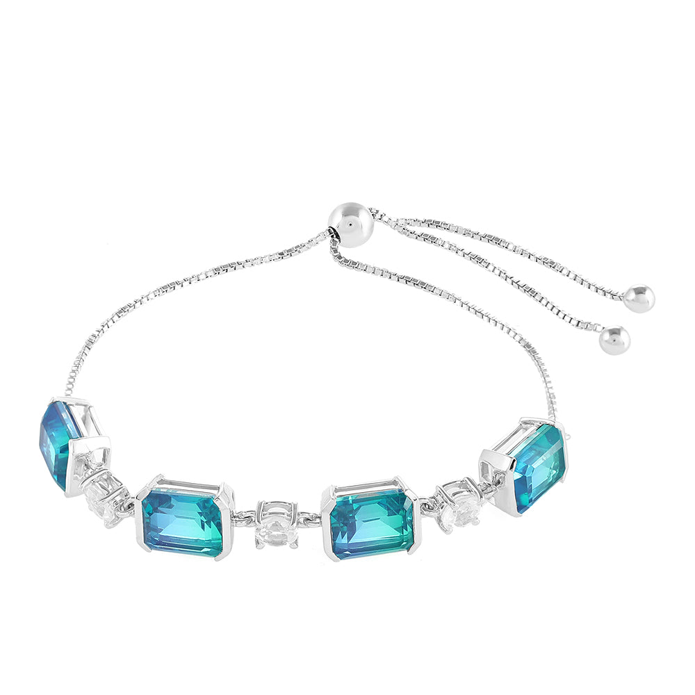 Silberarmband mit Pfauenquarz und weißem Topas
