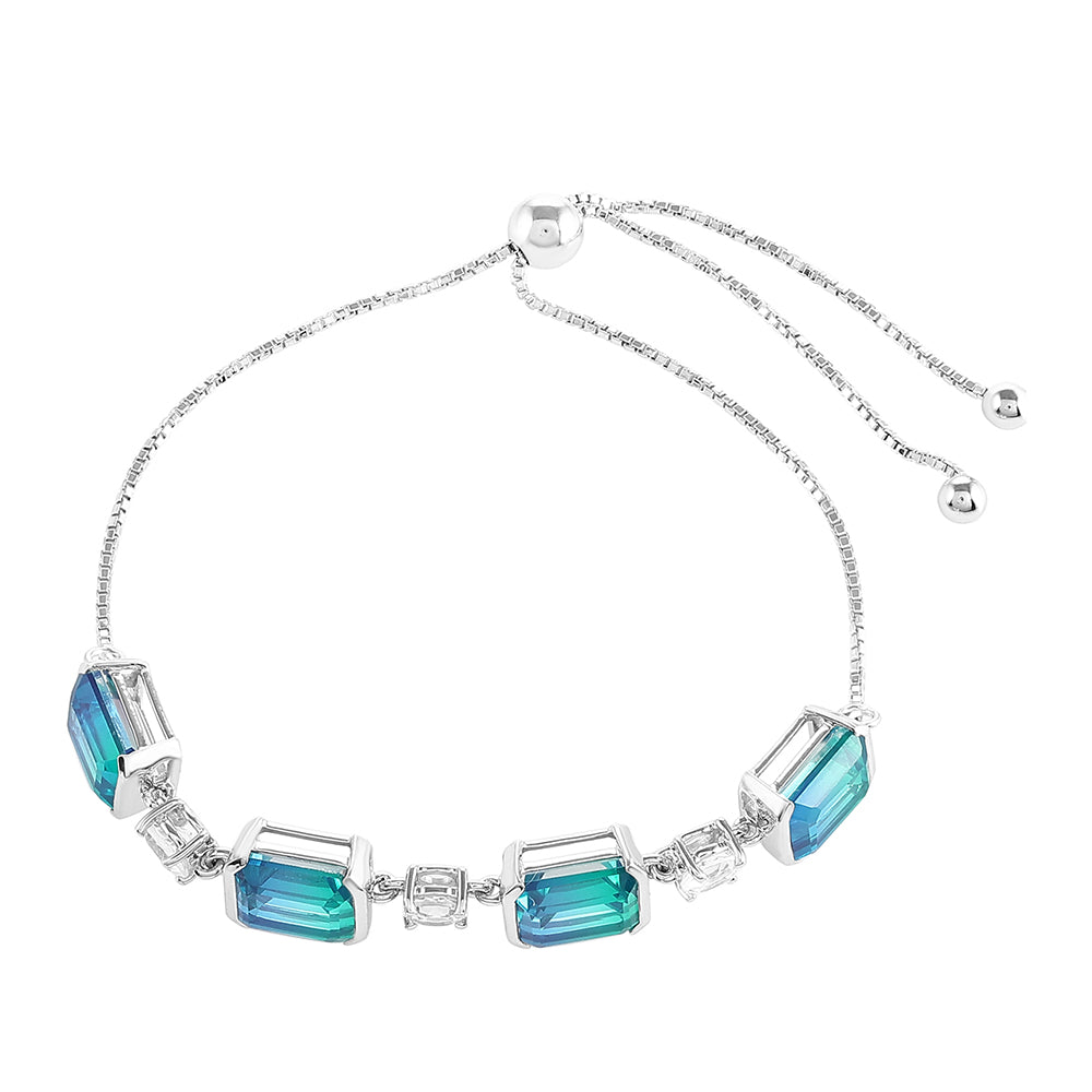 Silberarmband mit Pfauenquarz und weißem Topas 2 
