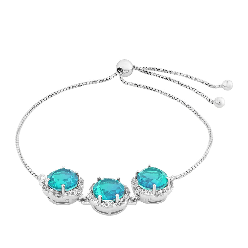 Silberarmband mit Pfauenquarz und weißem Topas 2 