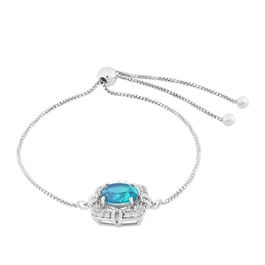 Silberarmband mit Pfauenquarz und weißem Topas