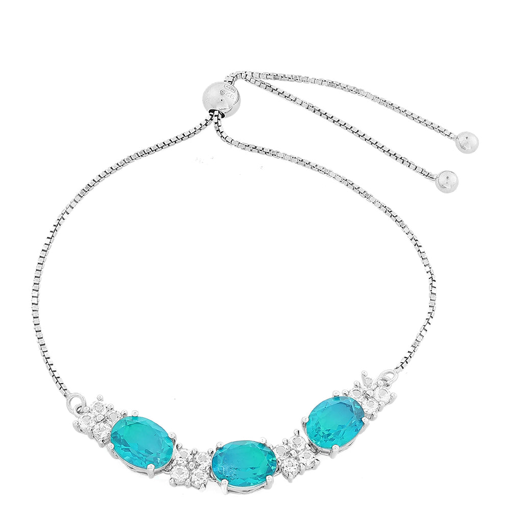 Silberarmband mit Pfauenquarz und weißem Topas 1 