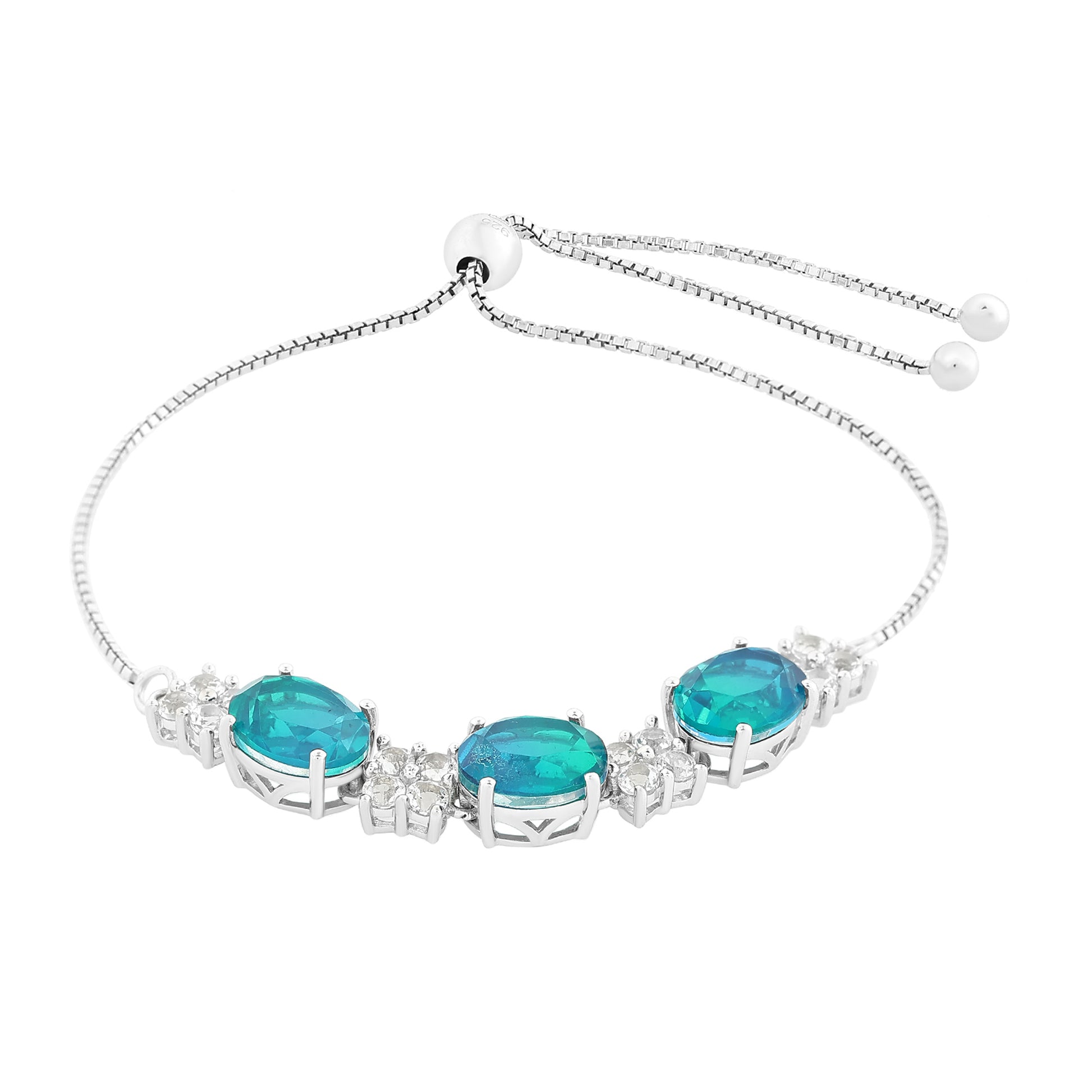 Silberarmband mit Pfauenquarz und weißem Topas 3 