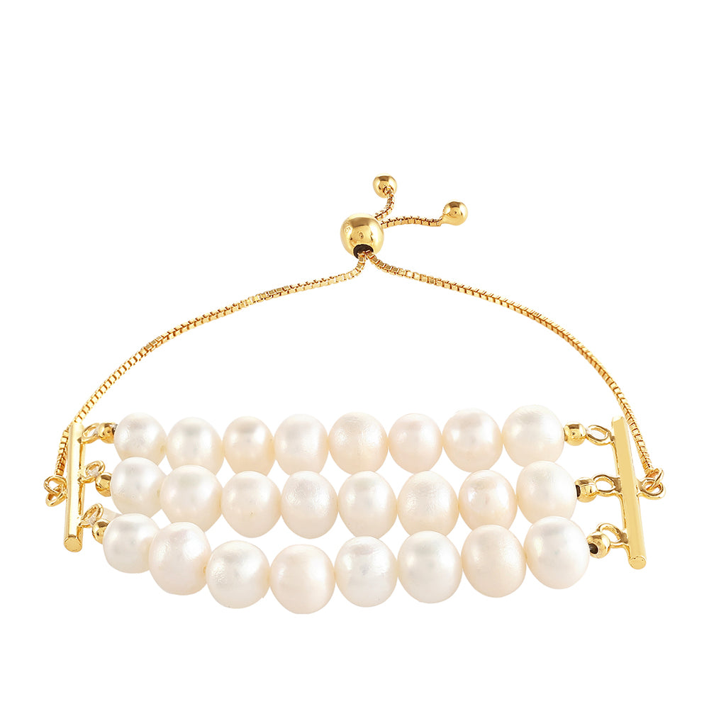 Goldplattiertes Silberarmband mit barocker Süßwasserzuchtperle