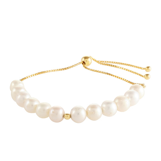 Goldplattiertes Silberarmband mit barocker Süßwasserzuchtperle