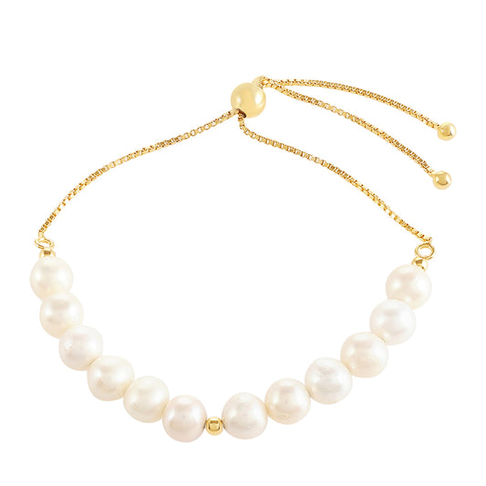 Goldplattiertes Silberarmband mit barocker Süßwasserzuchtperle
