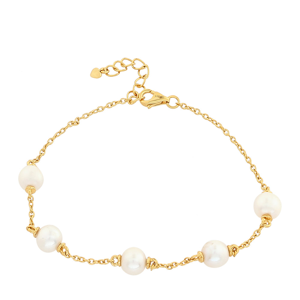 Goldplattiertes Silberarmband mit barocker Süßwasserzuchtperle