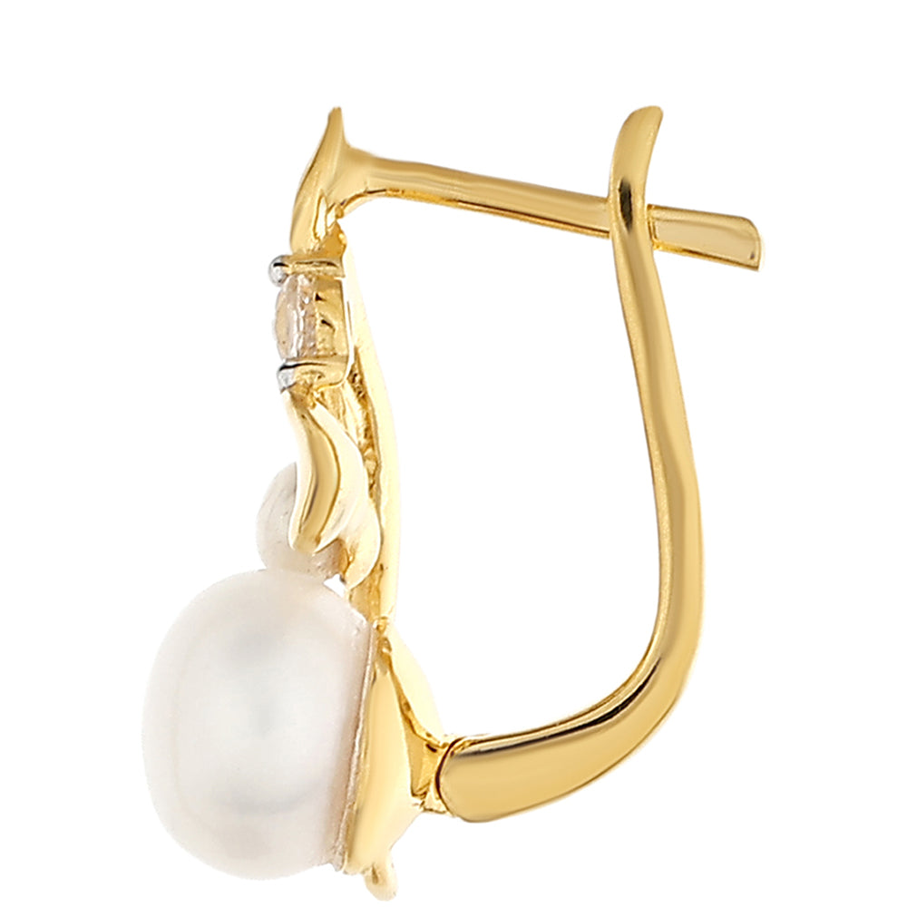 Goldplattierte Silberohrringe mit barocker Süßwasserzuchtperle und weißem Topas 2 