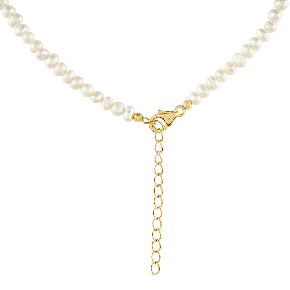Goldplattierte Silberhalskette mit barocker Süßwasserzuchtperle 2 