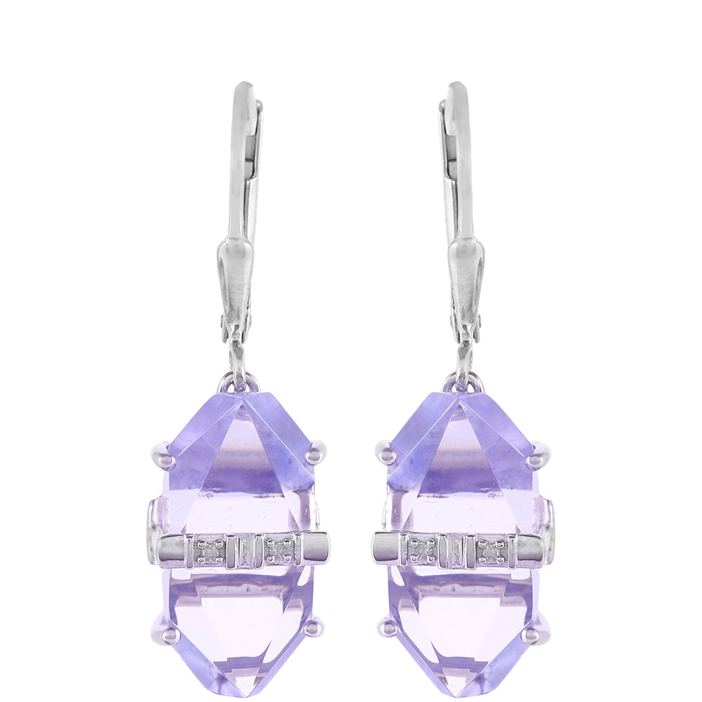 Silberohrringe mit Tansanit und weißem Diamant