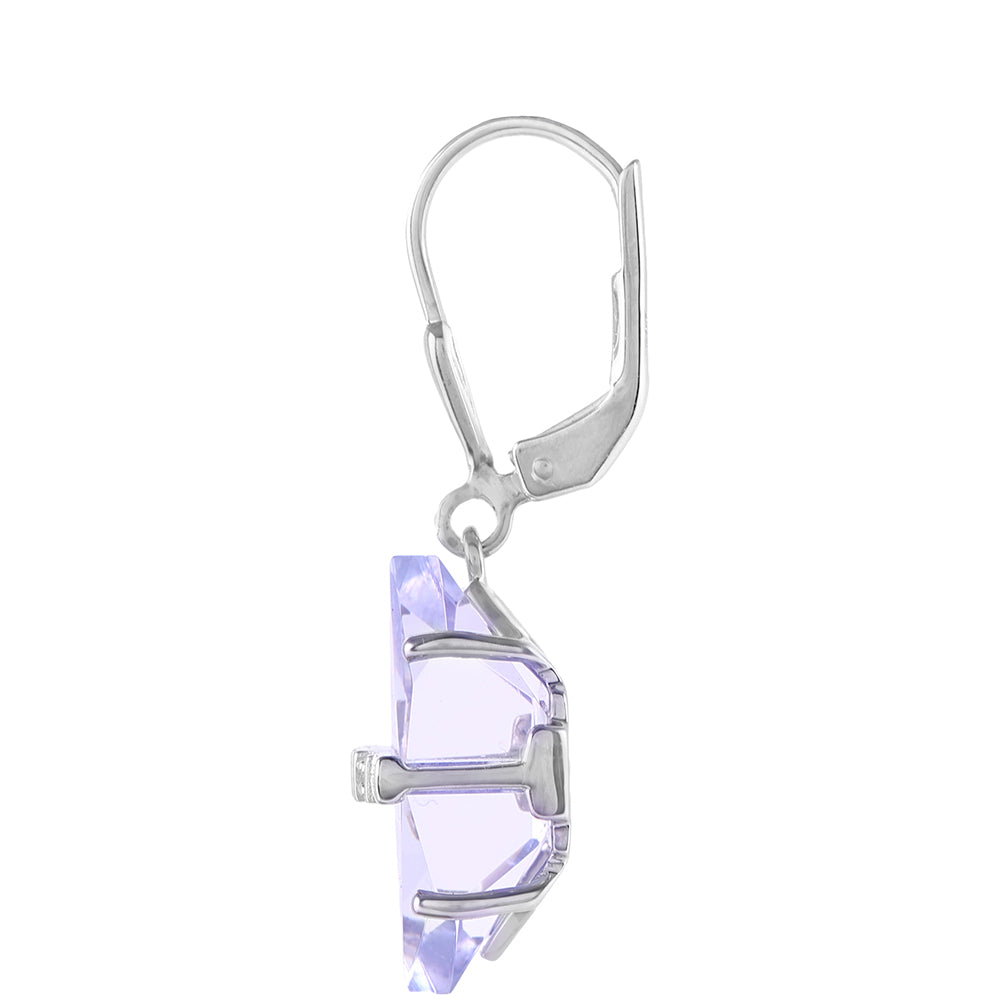 Silberohrringe mit Tansanit und weißem Diamant