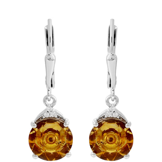 Silberohrringe mit Zitrin und Amethyst