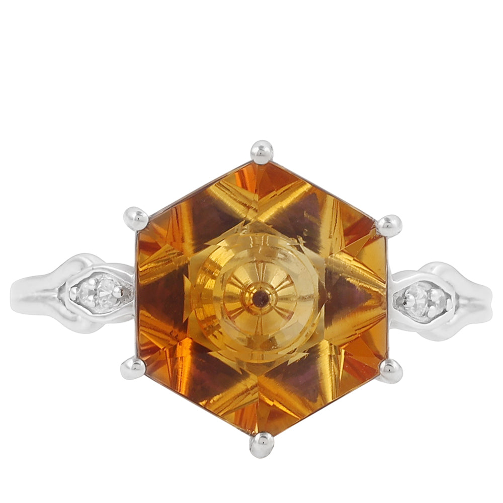 Silberring mit Zitrin und Amethyst