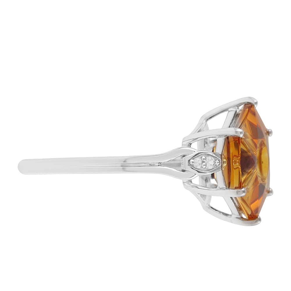 Silberring mit Zitrin und Amethyst