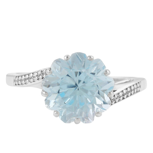 Silberring mit himmelblauem Topas und natürlichem Zirkon
