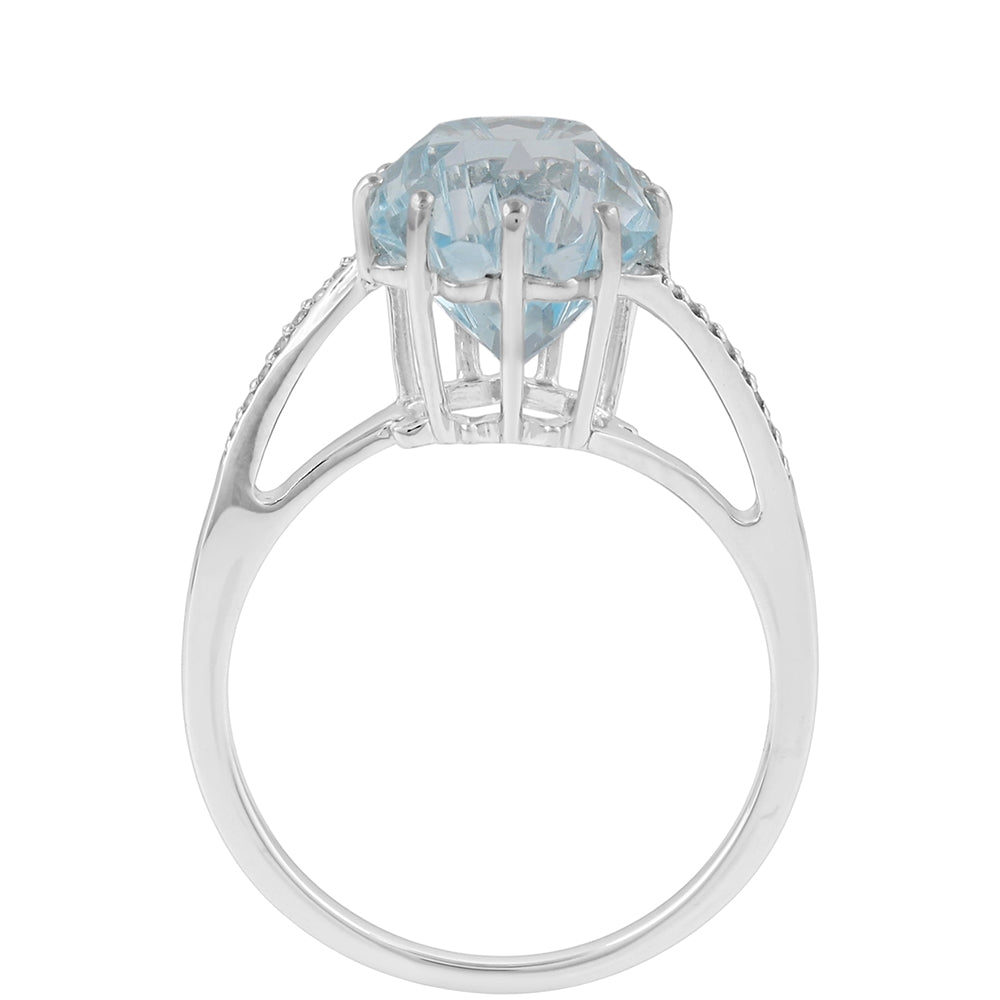 Silberring mit himmelblauem Topas und natürlichem Zirkon