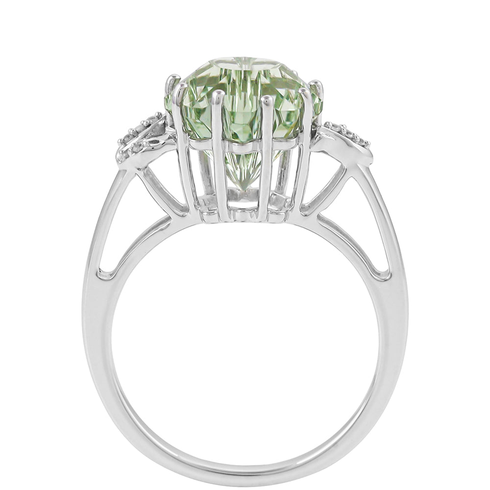 Silberring mit grünem Amethyst und natürlichem Zirkon 4 