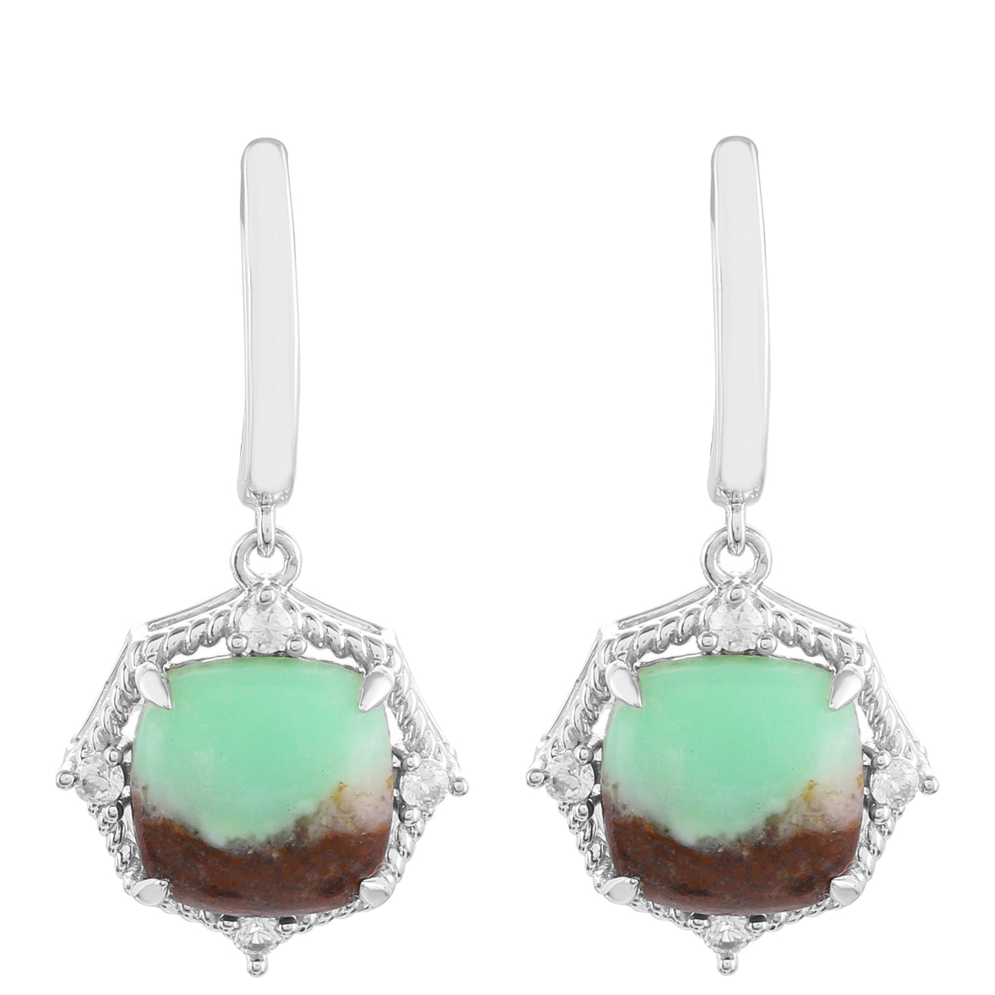 Silberohrringe mit Mint Chrysoprase und natürlichem Zirkon