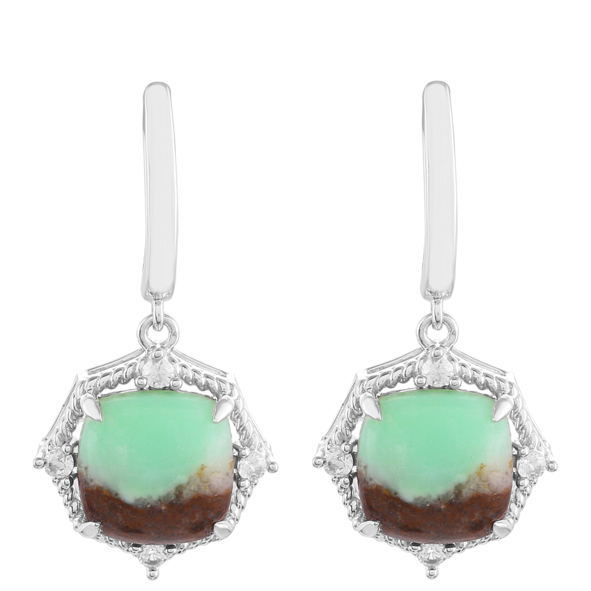 Silberohrringe mit Mint Chrysoprase und natürlichem Zirkon 1 