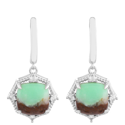 Silberohrringe mit Mint Chrysoprase und natürlichem Zirkon