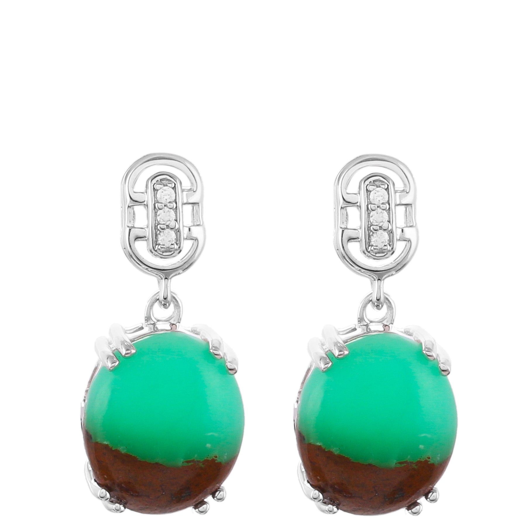 Silberohrringe mit Mint Chrysoprase und natürlichem Zirkon 1 