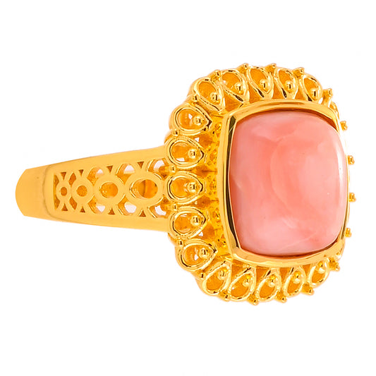 Goldplattierter Silberring mit rosafarbenem Opal