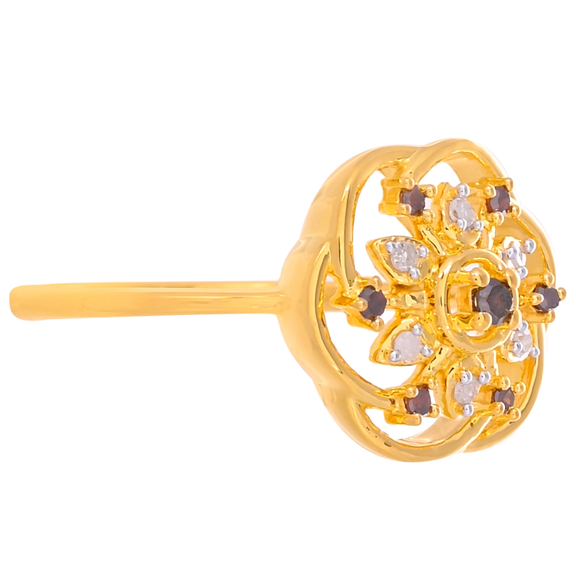 Goldplattierter Silberring mit rotem Diamant und weißem Diamant 2 