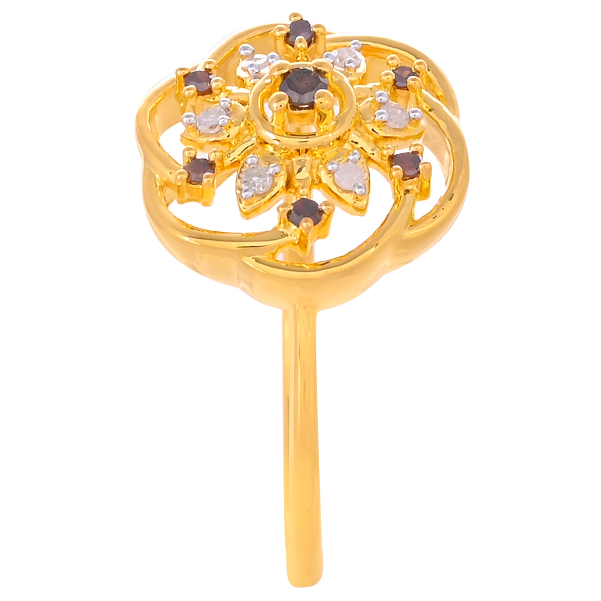 Goldplattierter Silberring mit rotem Diamant und weißem Diamant 3 