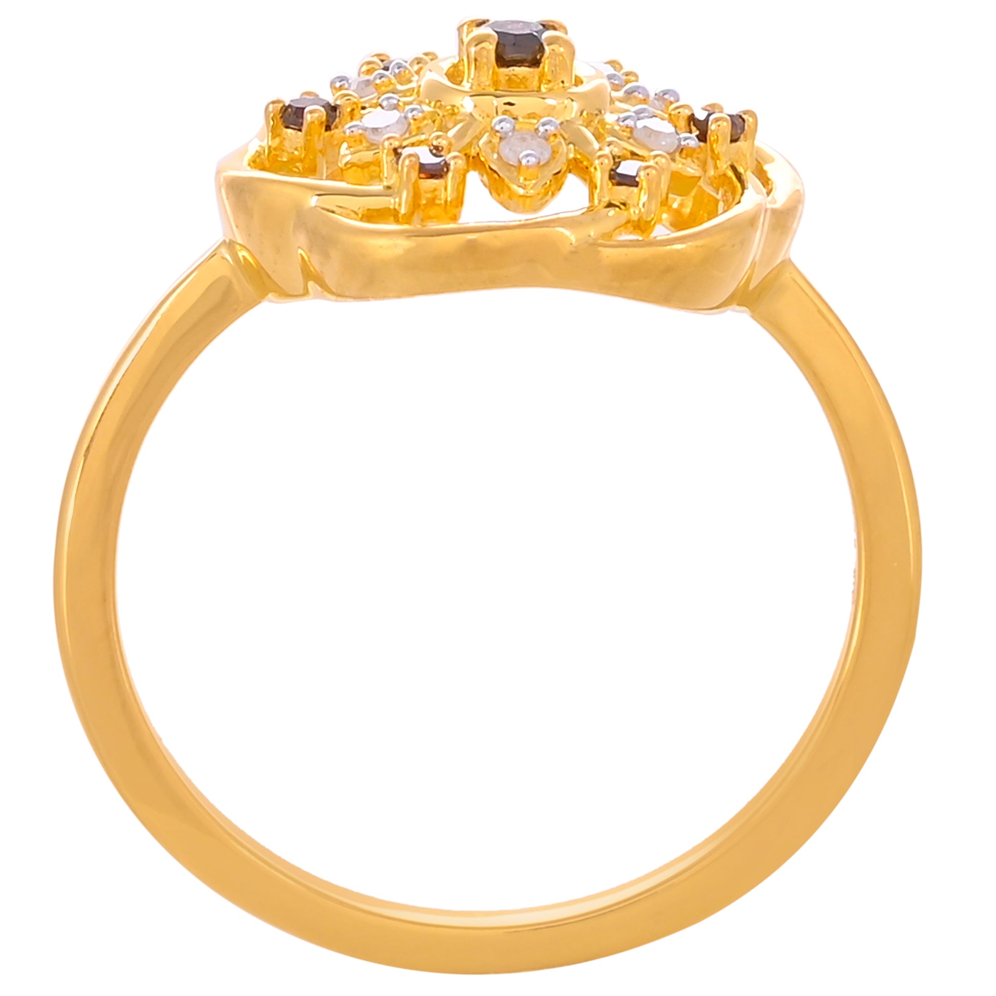 Goldplattierter Silberring mit rotem Diamant und weißem Diamant 4 