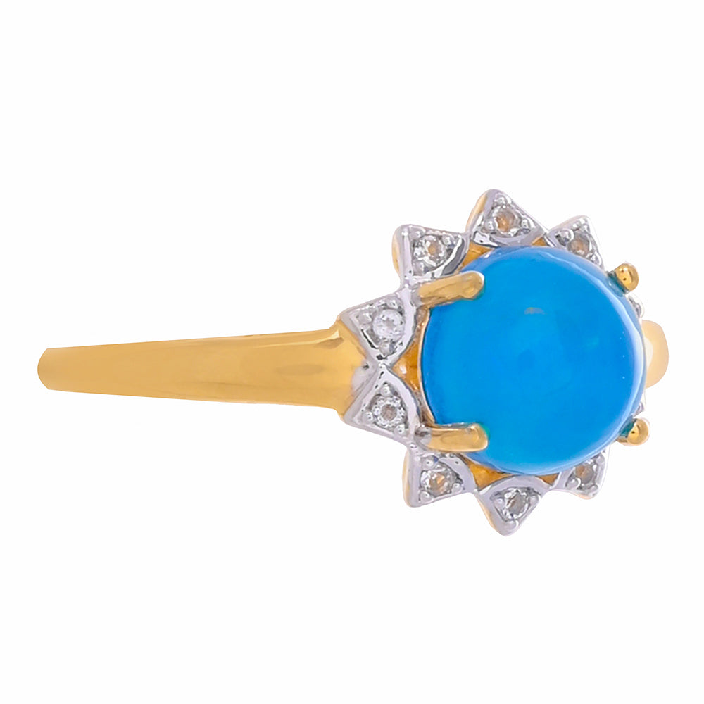 Goldplattierter Silberring mit blauem Opal aus Paraiba und weißem Topas 3 