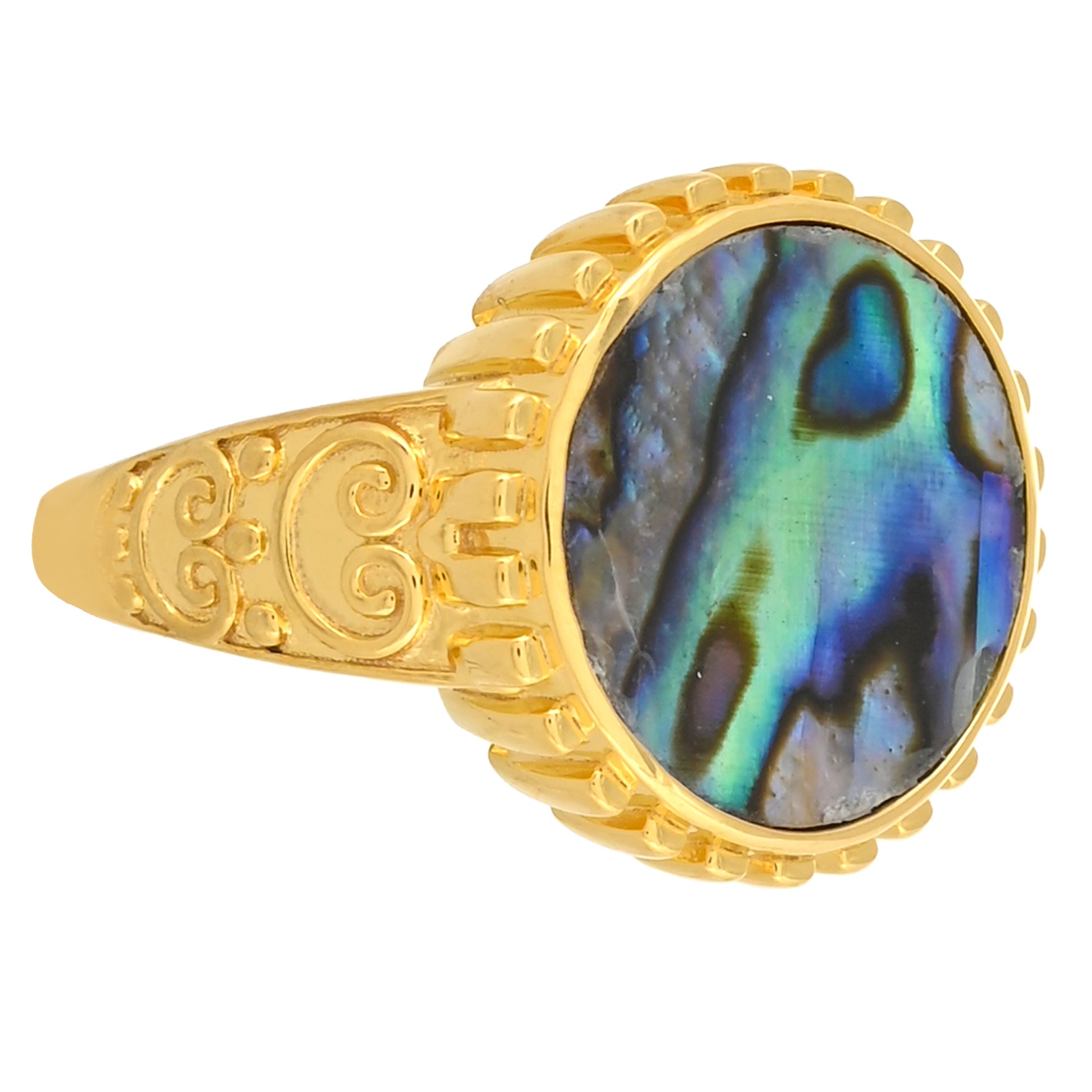 Goldplattierter Silberring mit Abalone Muschel 2 