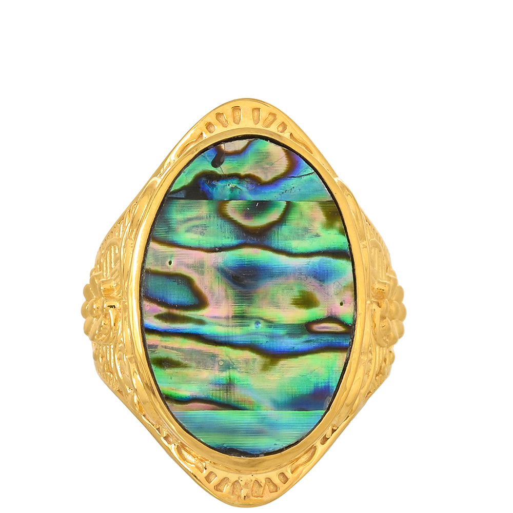 Goldplattierter Silberring mit Abalone Muschel 1 