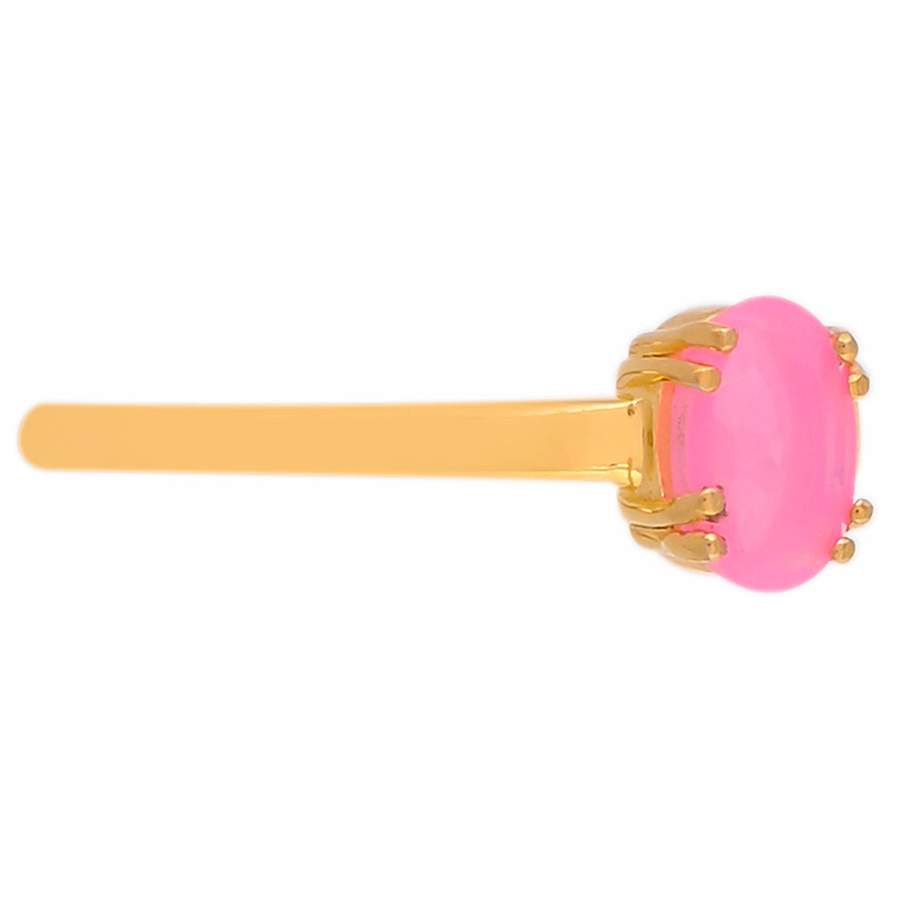 Goldplattierter Silberring mit äthiopischem neon pink Opal