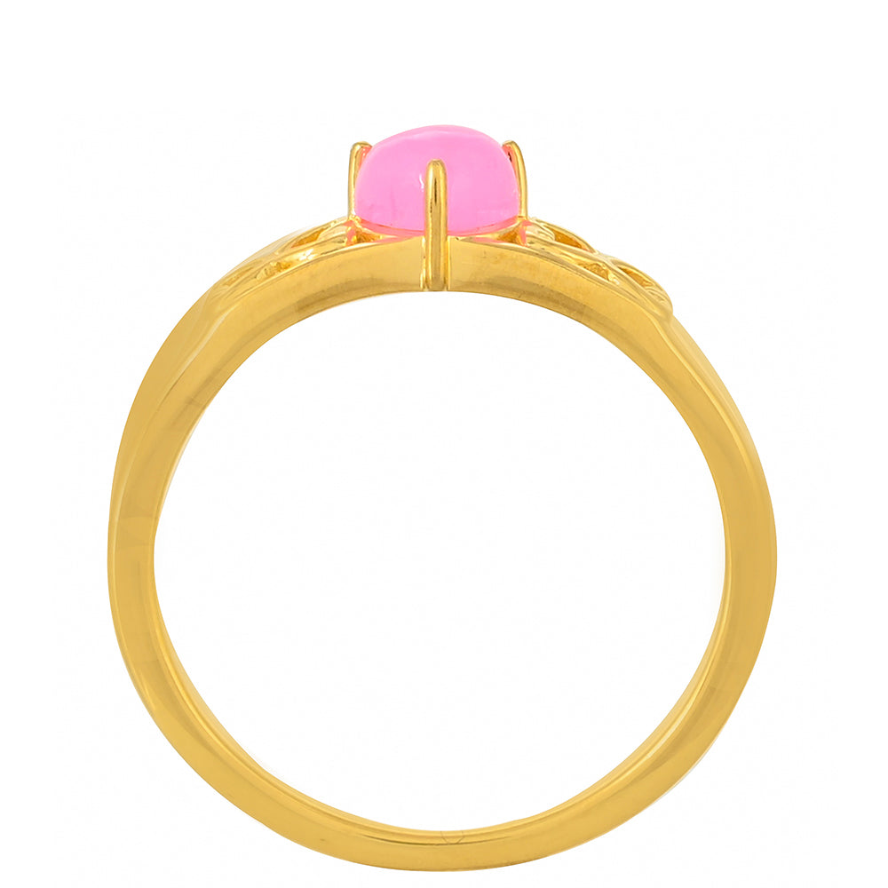 Goldplattierter Silberring mit äthiopischem neon pink Opal