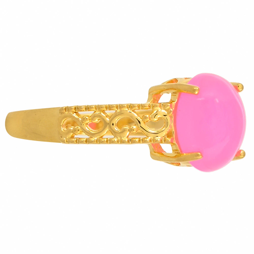 Goldplattierter Silberring mit äthiopischem neon pink Opal 2 