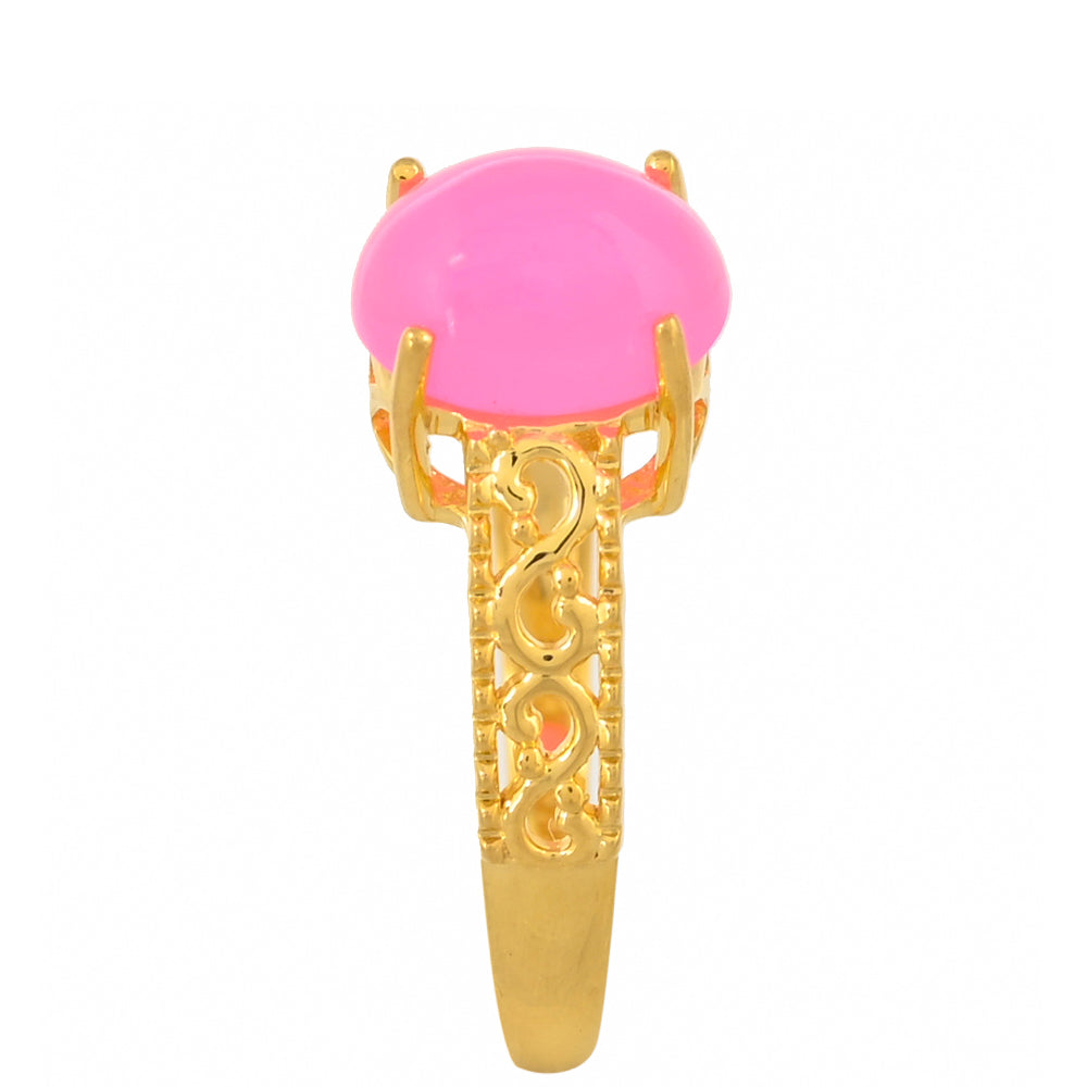 Goldplattierter Silberring mit äthiopischem neon pink Opal