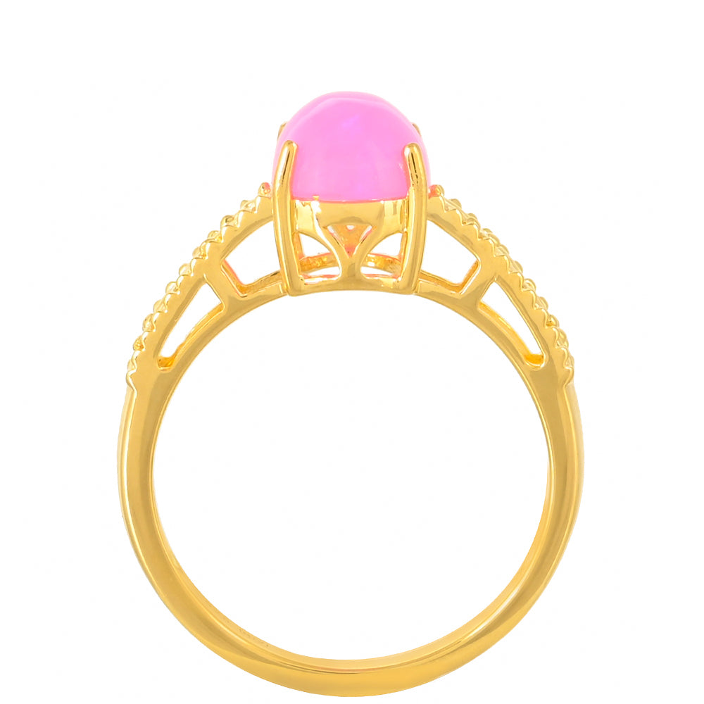 Goldplattierter Silberring mit äthiopischem neon pink Opal