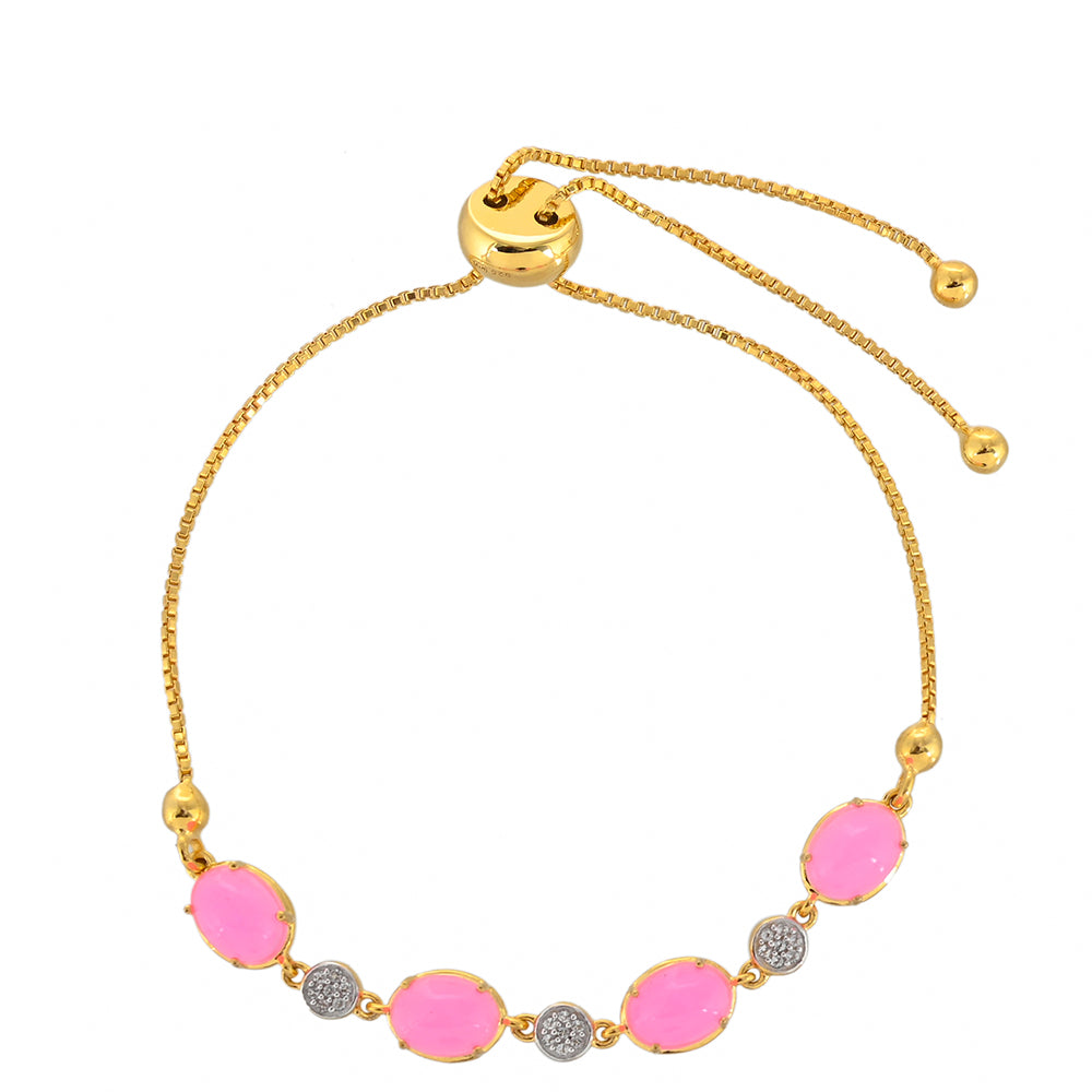 Goldplattiertes Silberarmband mit äthiopischem neon pink Opal und weißem Topas