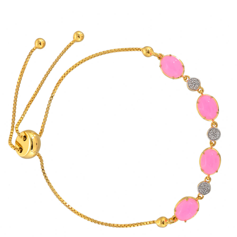 Goldplattiertes Silberarmband mit äthiopischem neon pink Opal und weißem Topas 2 