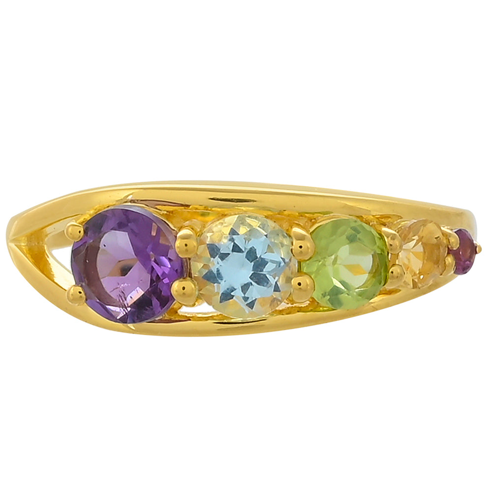 Goldplattierter Silberring mit Rhodolith Granat und afrikanischem Amethyst 1 