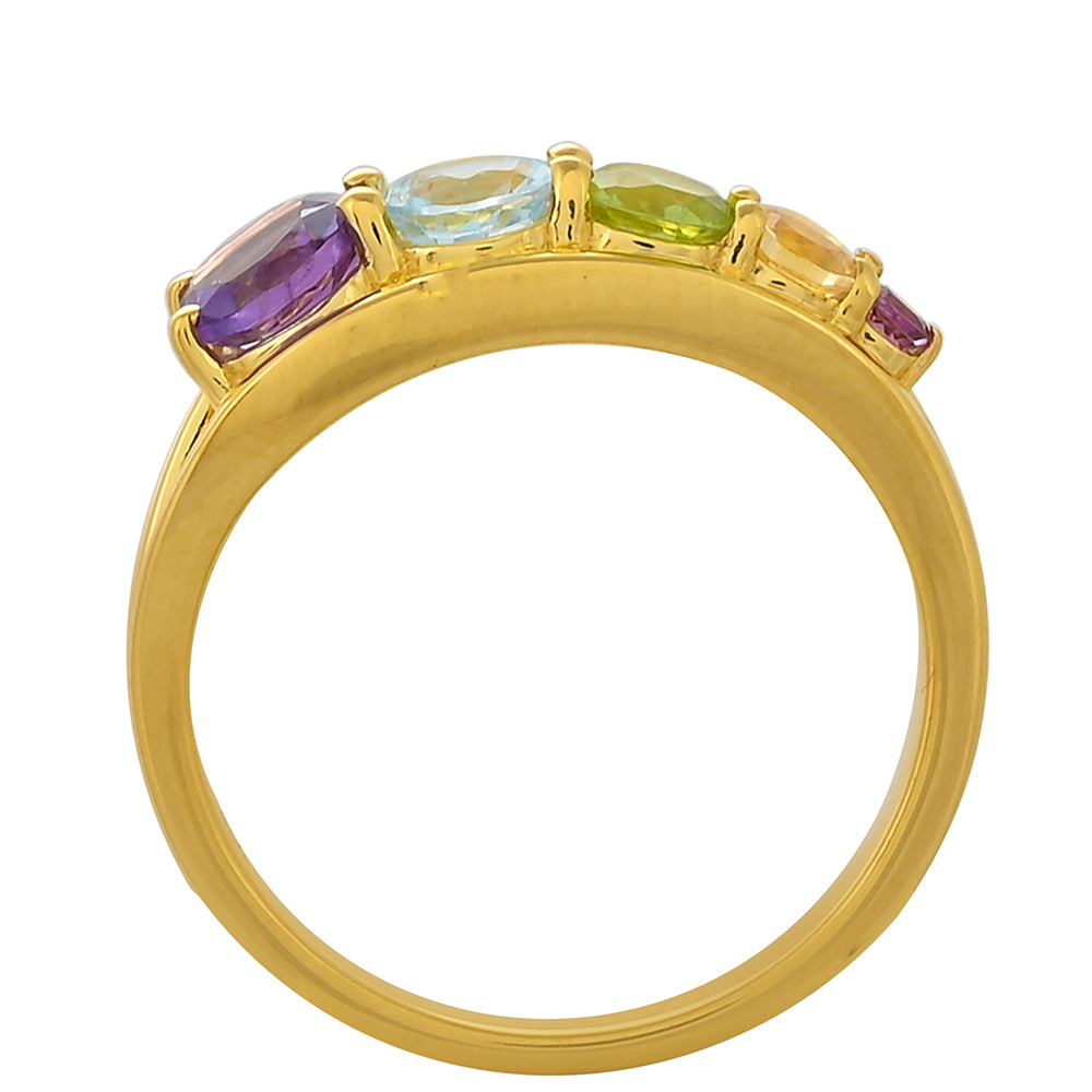 Goldplattierter Silberring mit Rhodolith Granat und afrikanischem Amethyst