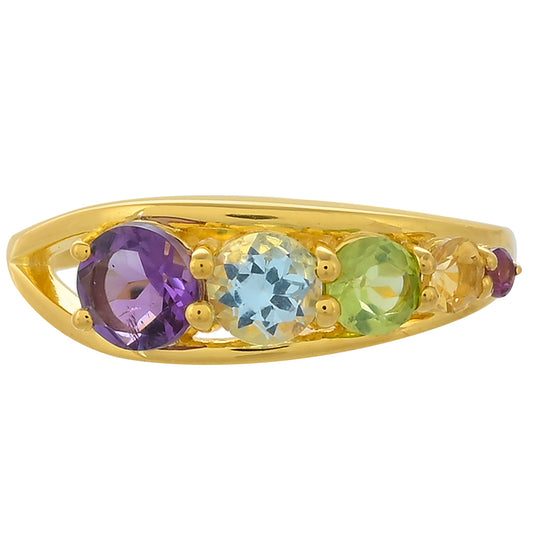 Goldplattierter Silberring mit Rhodolith Granat und afrikanischem Amethyst