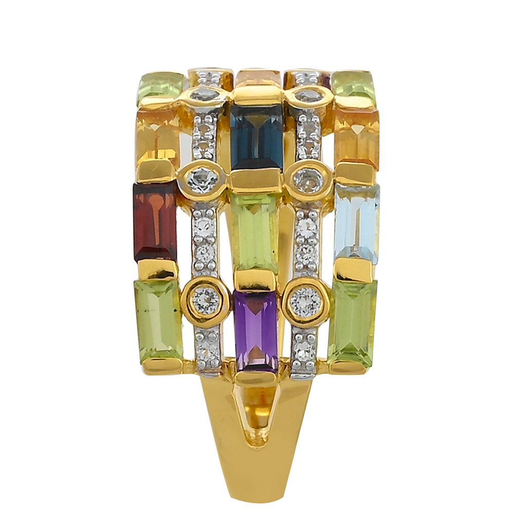 Goldplattierter Silberring mit afrikanischem Amethyst und Granat 2 