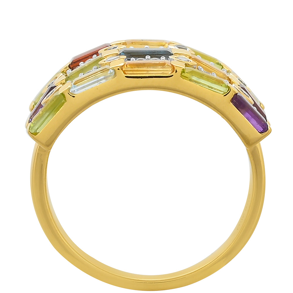 Goldplattierter Silberring mit afrikanischem Amethyst und Granat 4 