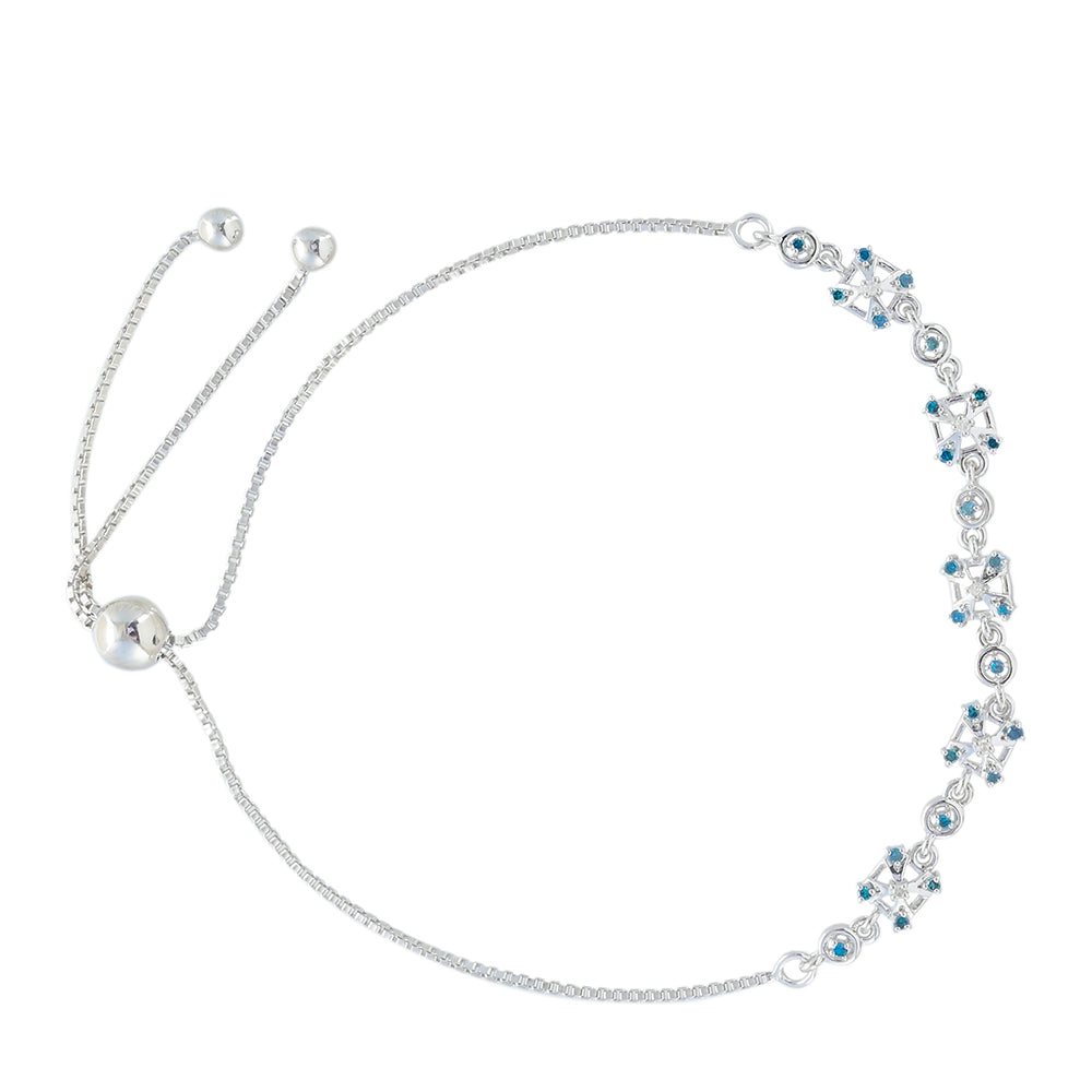 Silberarmband mit blauem Diamant und weißem Diamant