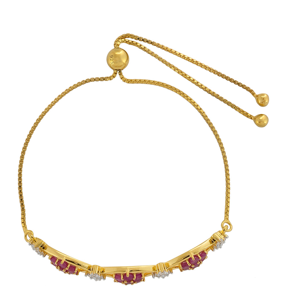 Goldplattiertes Silberarmband mit Thai Rubin und weißem Topas 2 