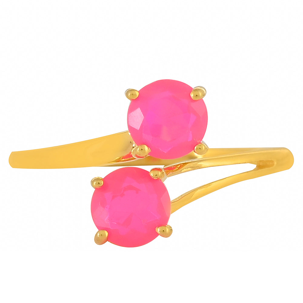 Goldplattierter Silberring mit äthiopischem neon pink Opal